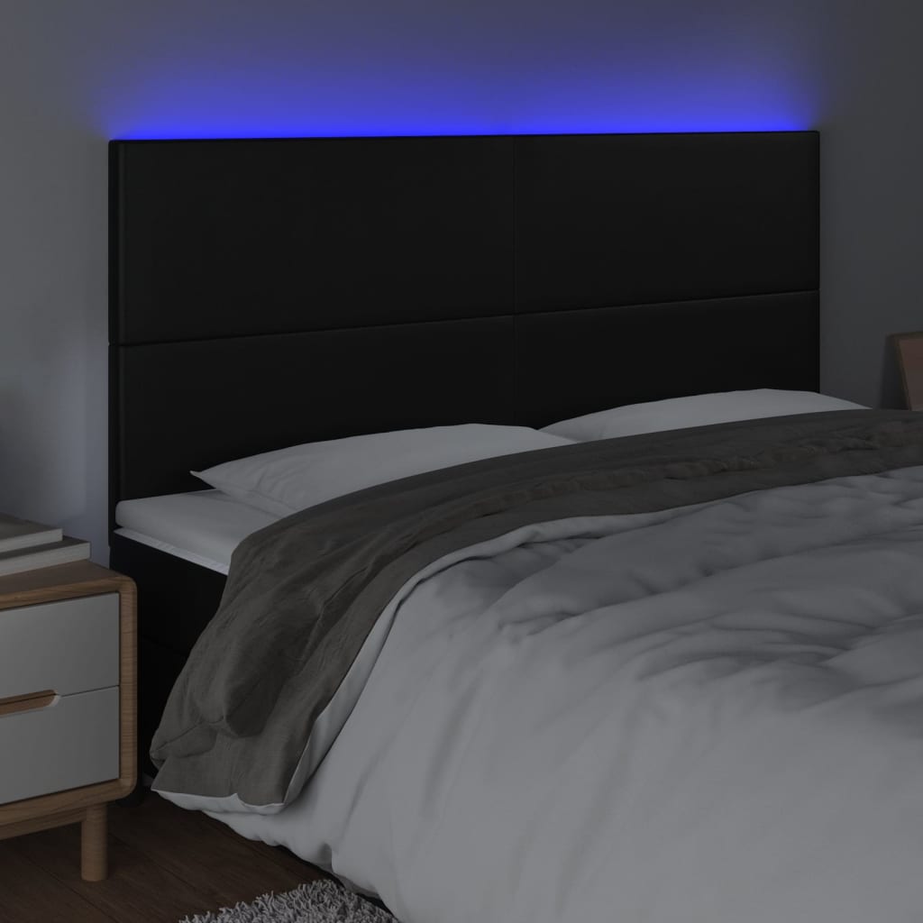 Tête de lit à LED Noir 200x5x118/128 cm Similicuir - XIOS