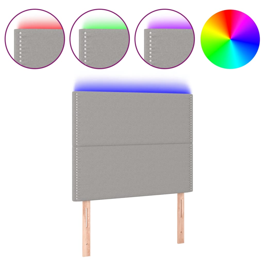 Tête de lit à LED Gris clair 90x5x118/128 cm Tissu - XIOS