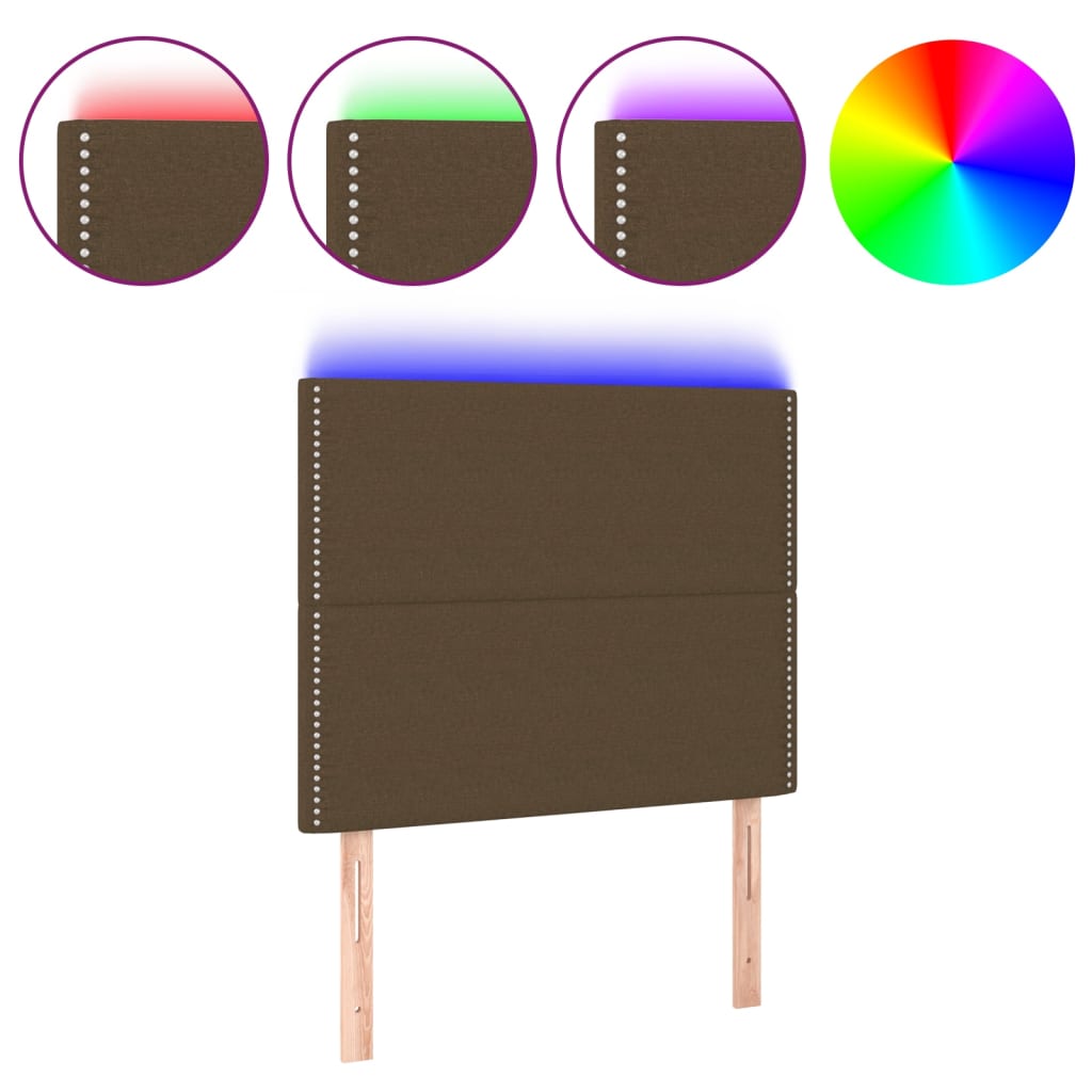 Tête de lit à LED Marron foncé 90x5x118/128 cm Tissu - XIOS