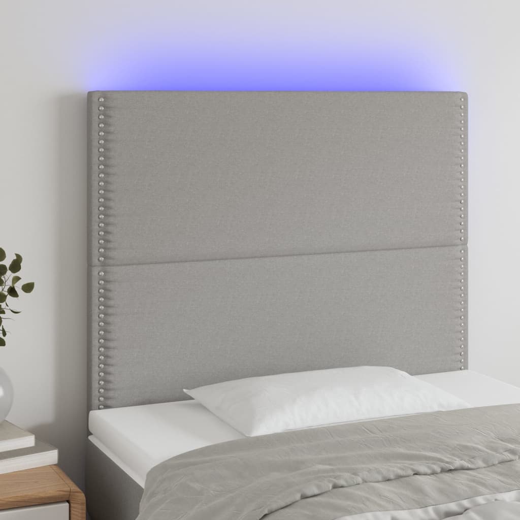 Tête de lit à LED Gris clair 100x5x118/128 cm Tissu - XIOS