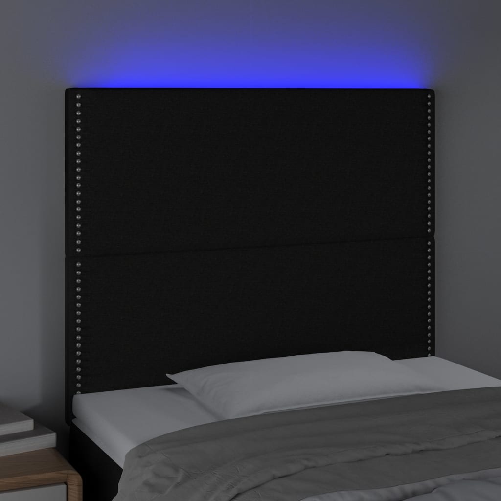 Tête de lit à LED Noir 100x5x118/128 cm Tissu - XIOS