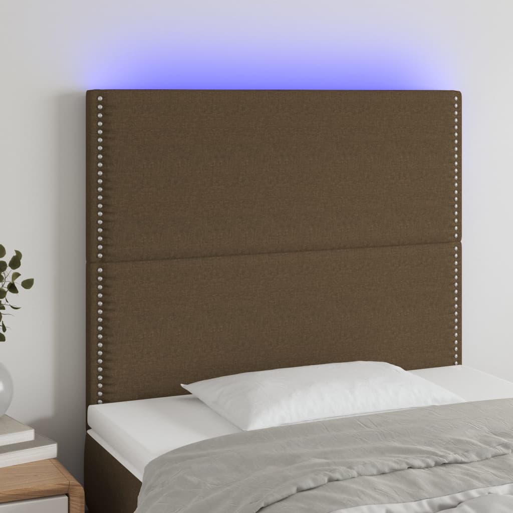 Tête de lit à LED Marron foncé 100x5x118/128 cm Tissu - XIOS