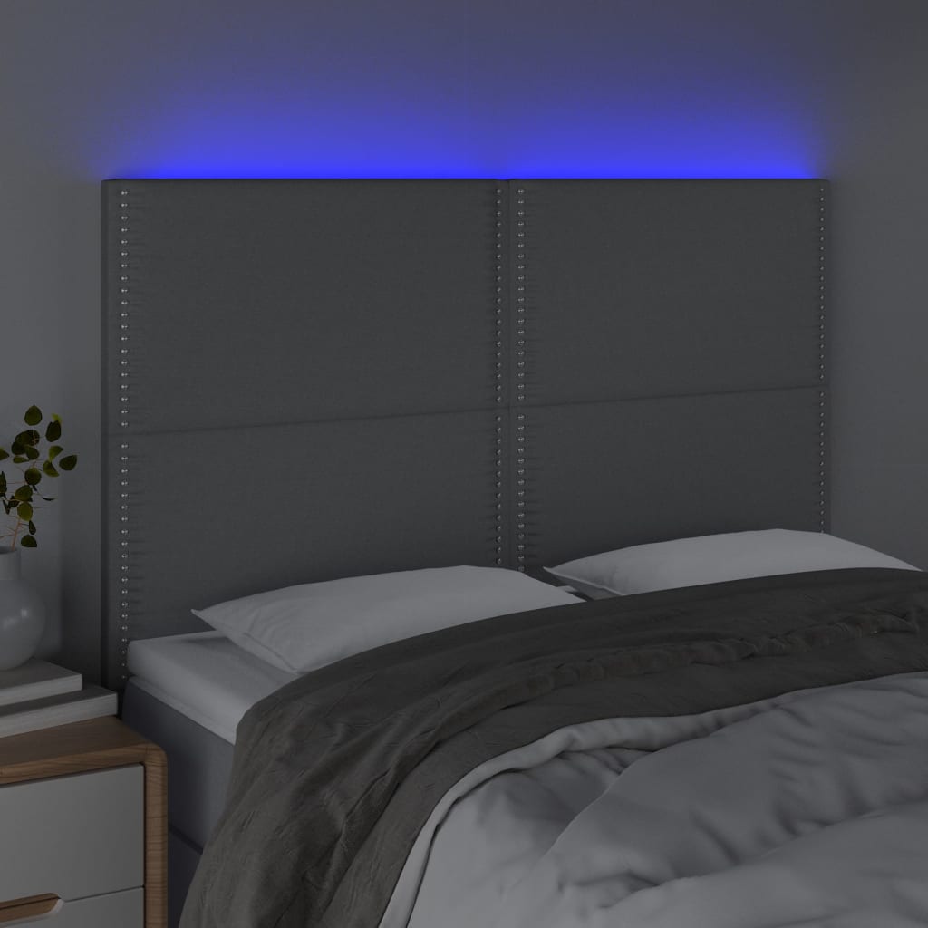 Tête de lit à LED Gris clair 144x5x118/128 cm Tissu - XIOS