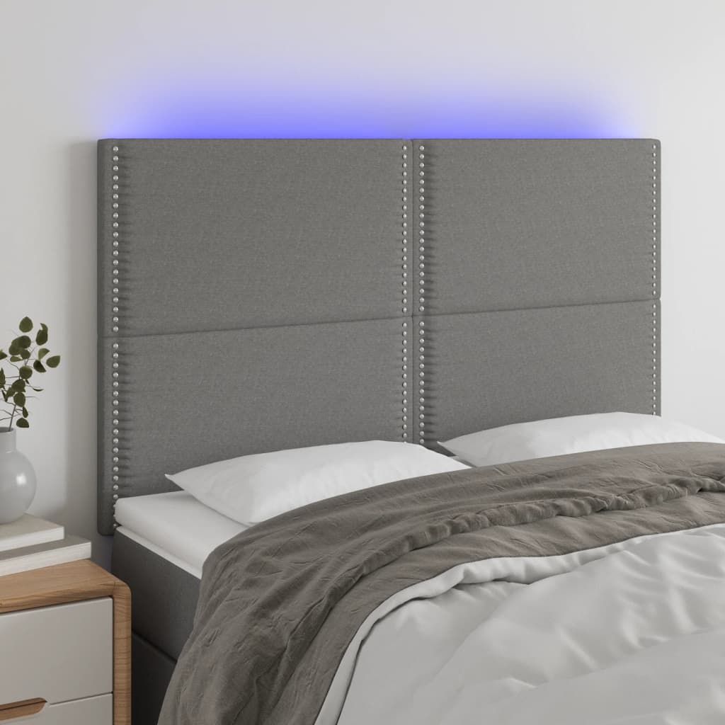Tête de lit à LED Gris foncé 144x5x118/128 cm Tissu - XIOS