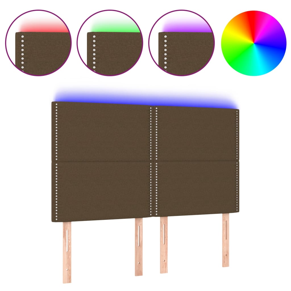 Tête de lit à LED Marron foncé 144x5x118/128 cm Tissu - XIOS