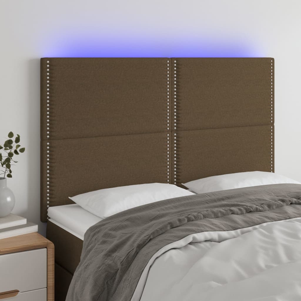 Tête de lit à LED Marron foncé 144x5x118/128 cm Tissu - XIOS