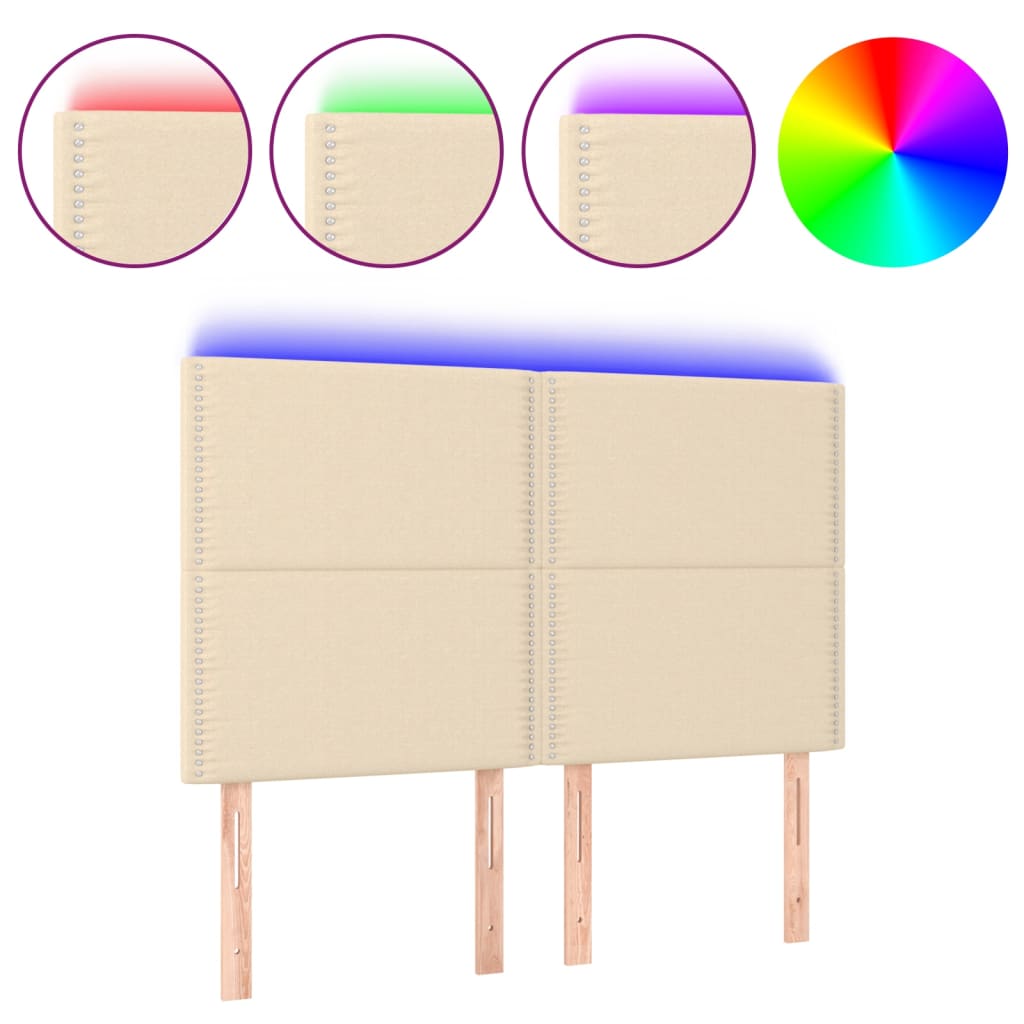 Tête de lit à LED Crème 144x5x118/128 cm Tissu - XIOS