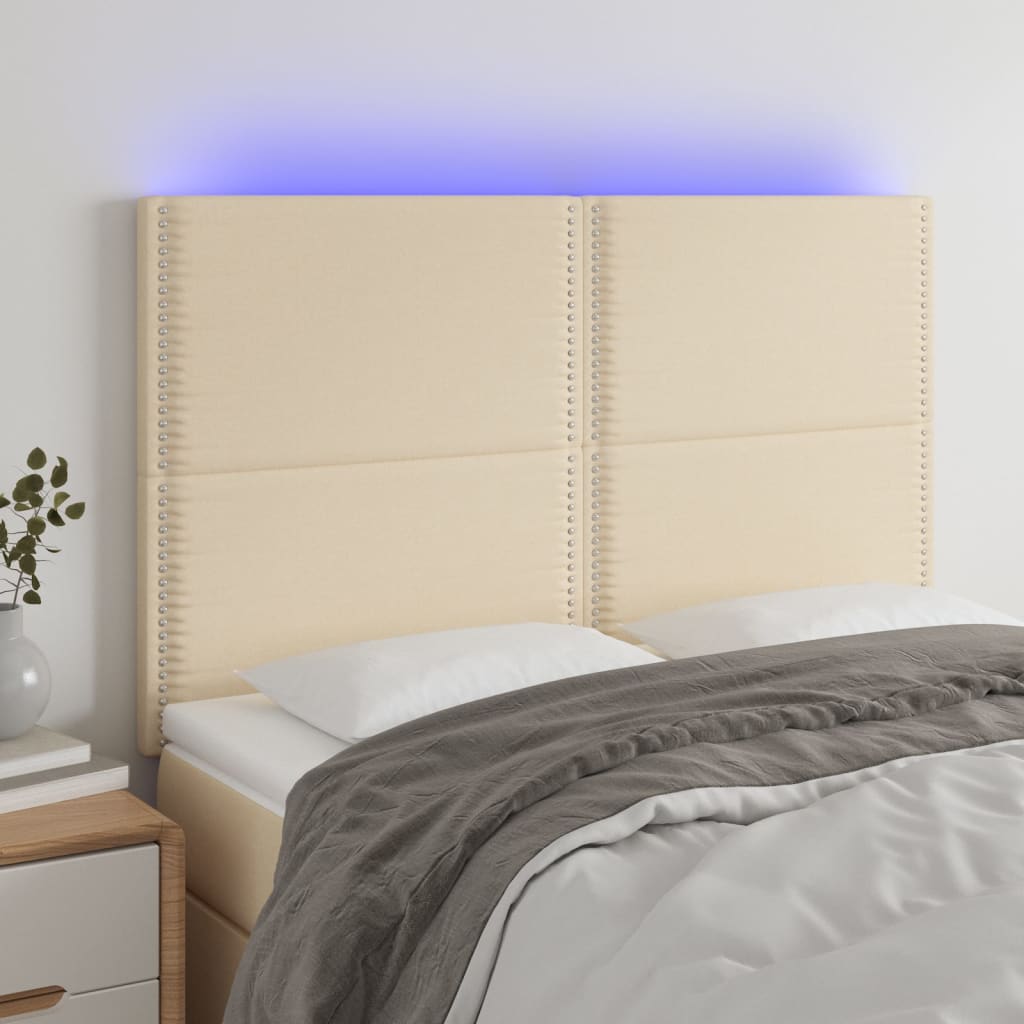 Tête de lit à LED Crème 144x5x118/128 cm Tissu - XIOS