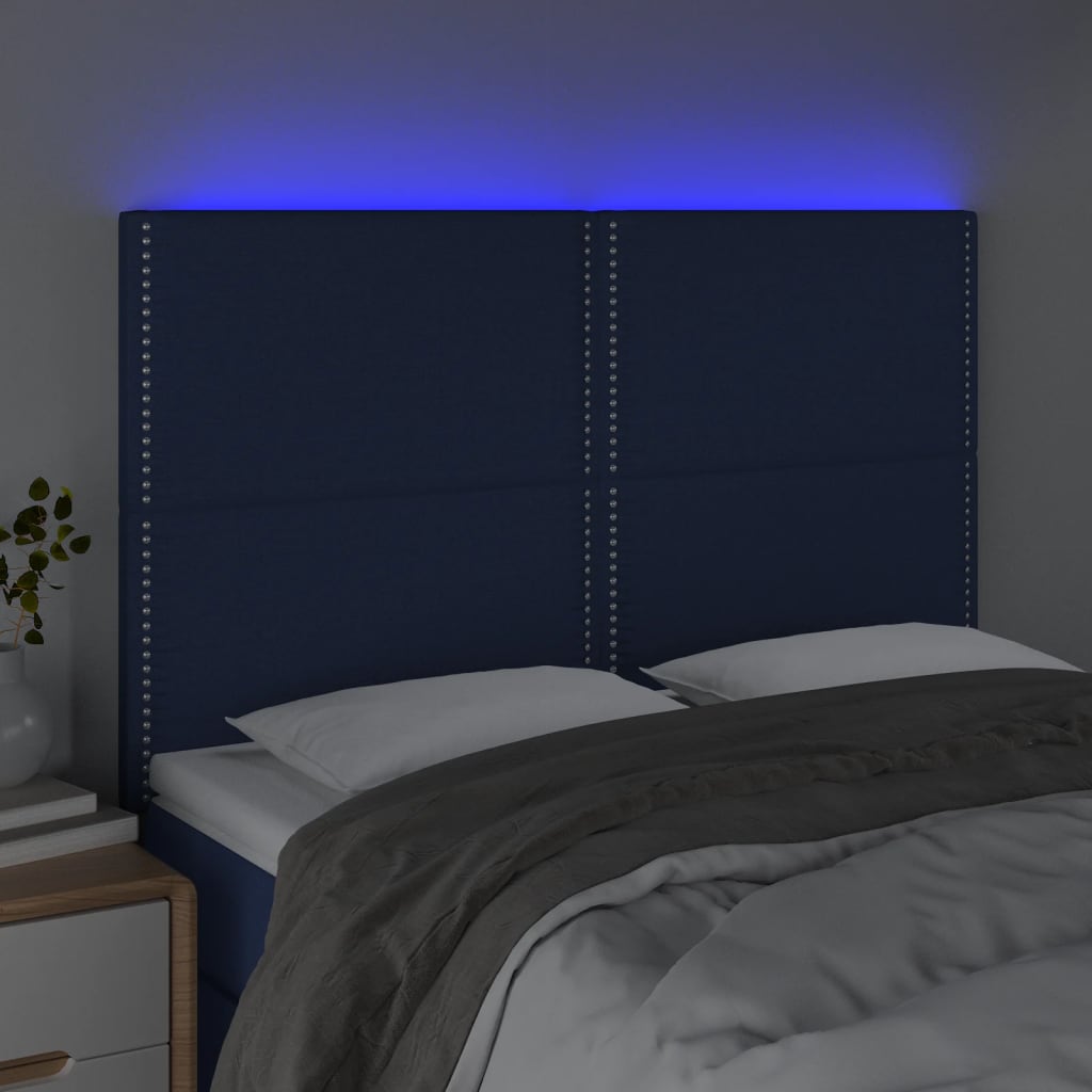 Tête de lit à LED Bleu 144x5x118/128 cm Tissu - XIOS