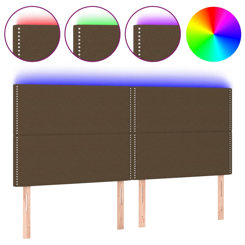 Tête de lit à LED Marron foncé 180x5x118/128 cm Tissu - XIOS