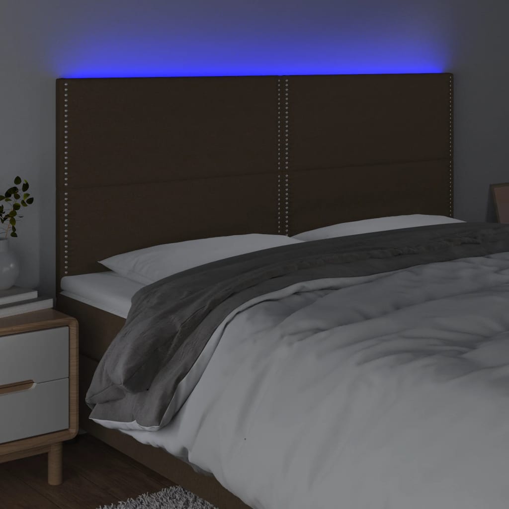 Tête de lit à LED Marron foncé 180x5x118/128 cm Tissu - XIOS