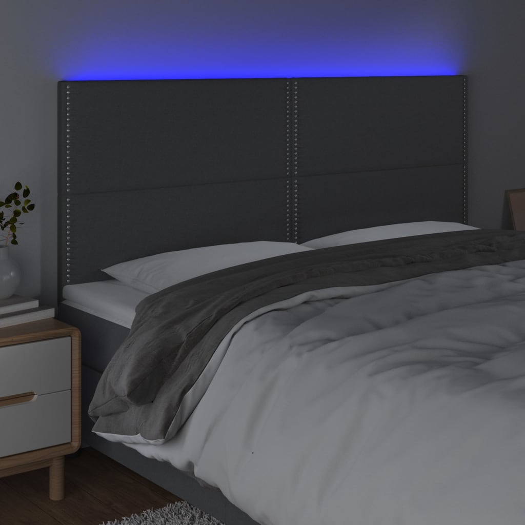 Tête de lit à LED Gris foncé 200x5x118/128 cm Tissu - XIOS