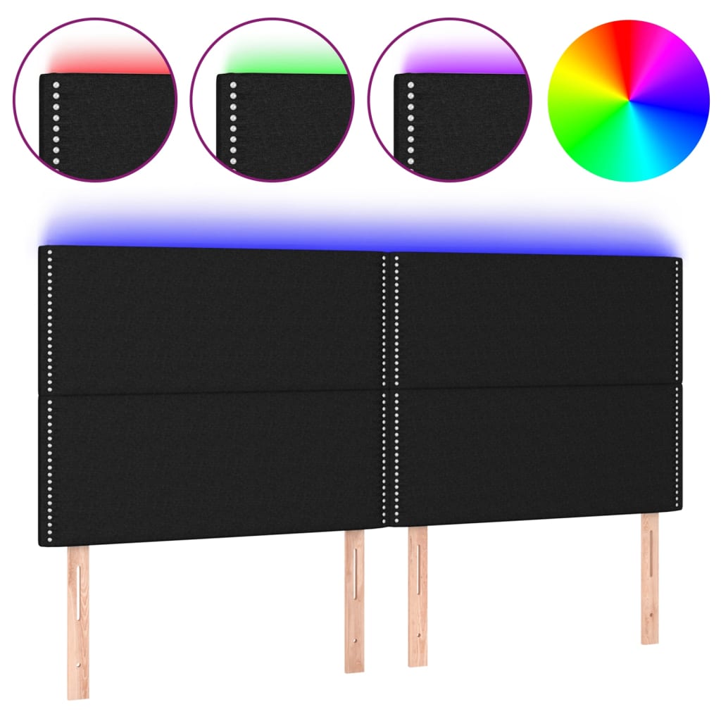 Tête de lit à LED Noir 200x5x118/128 cm Tissu - XIOS