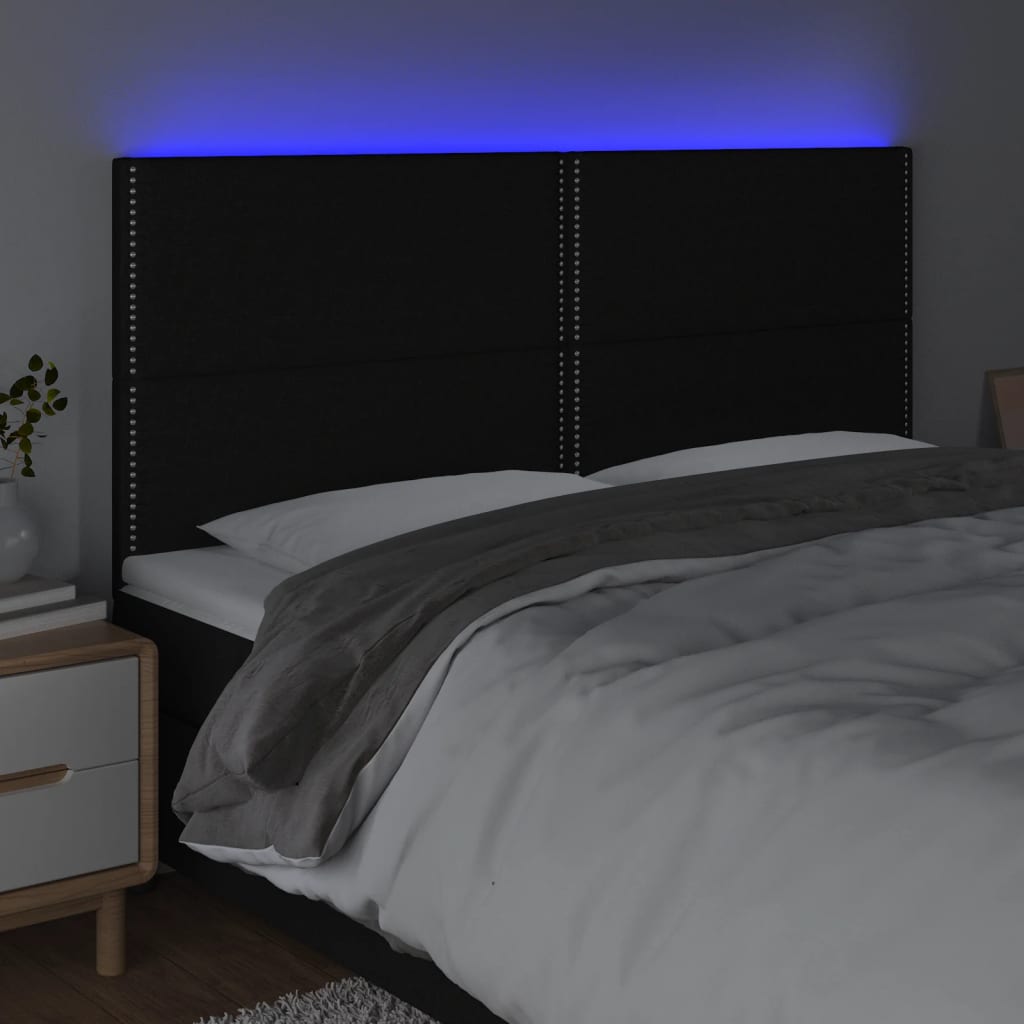 Tête de lit à LED Noir 200x5x118/128 cm Tissu - XIOS