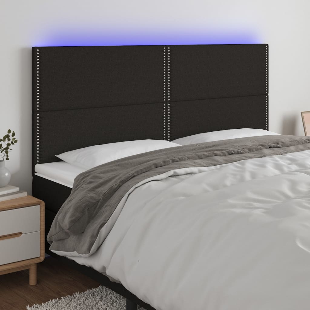 Tête de lit à LED Noir 200x5x118/128 cm Tissu - XIOS