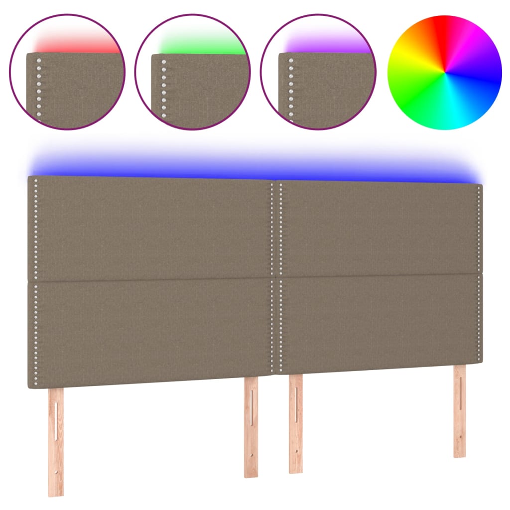 Tête de lit à LED Taupe 200x5x118/128 cm Tissu - XIOS