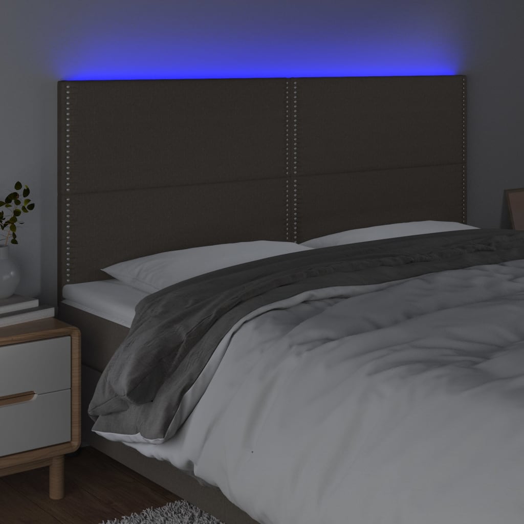 Tête de lit à LED Taupe 200x5x118/128 cm Tissu - XIOS