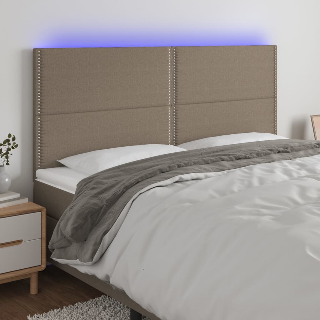 Tête de lit à LED Taupe 200x5x118/128 cm Tissu - XIOS