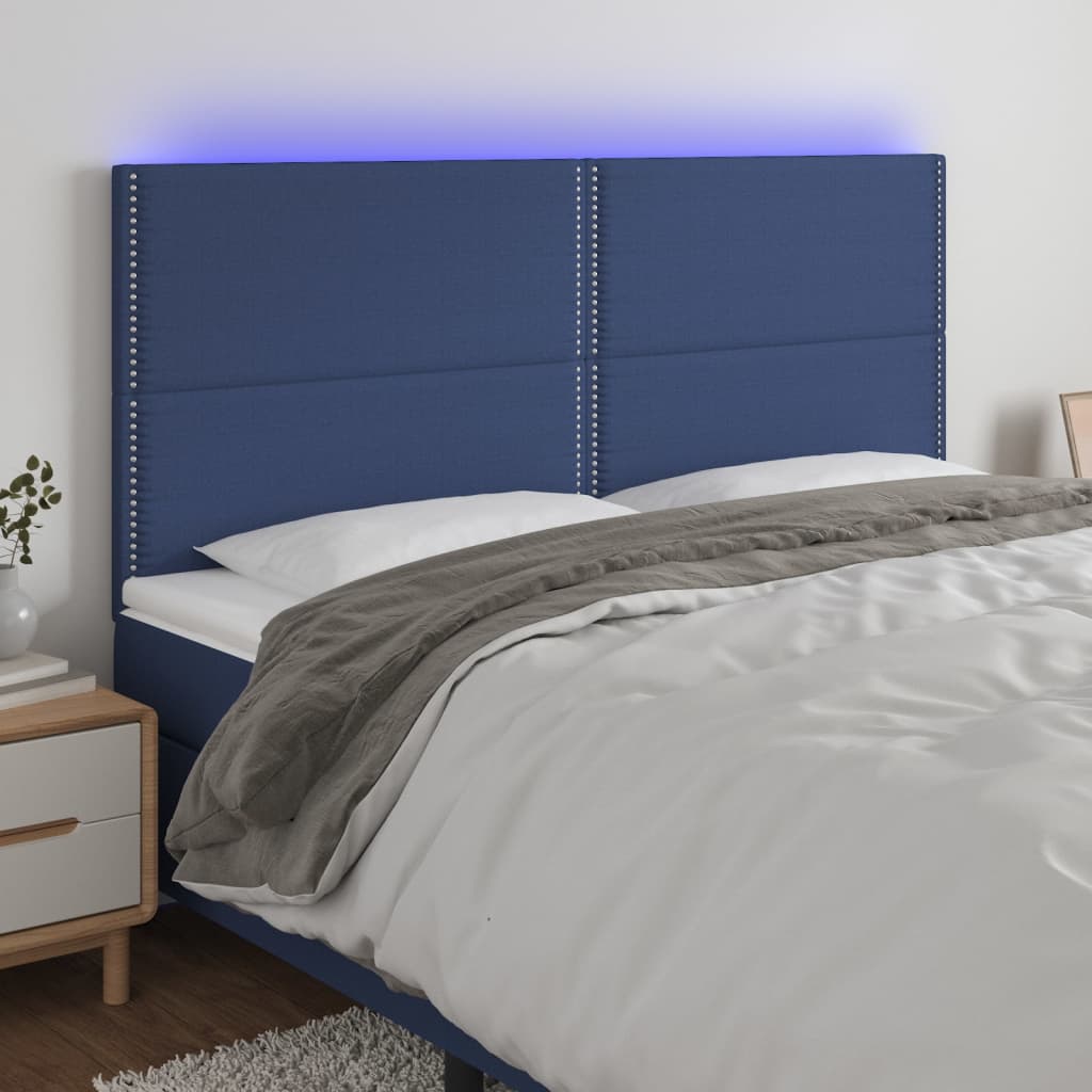 Tête de lit à LED Bleu 200x5x118/128 cm Tissu - XIOS