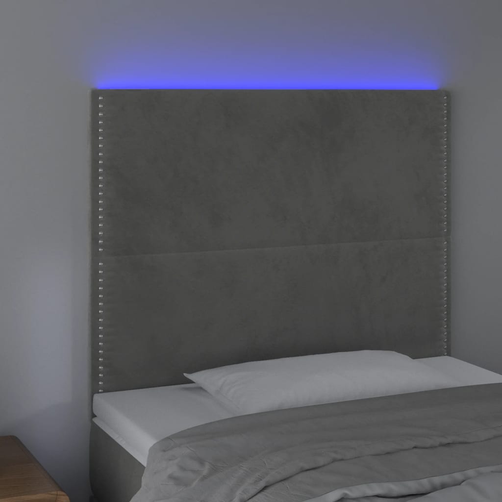 Tête de lit à LED Gris clair 80x5x118/128 cm Velours - XIOS