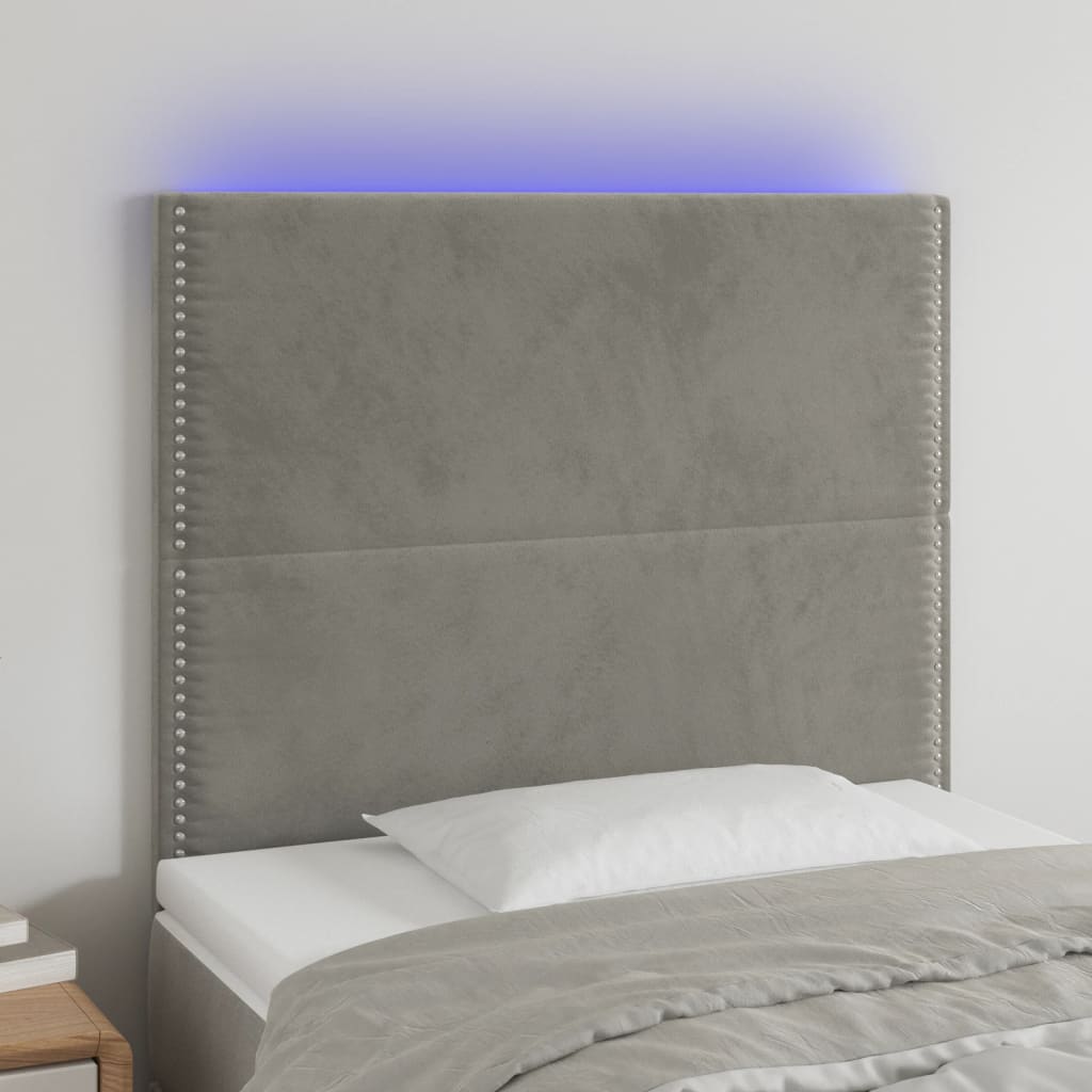 Tête de lit à LED Gris clair 80x5x118/128 cm Velours - XIOS
