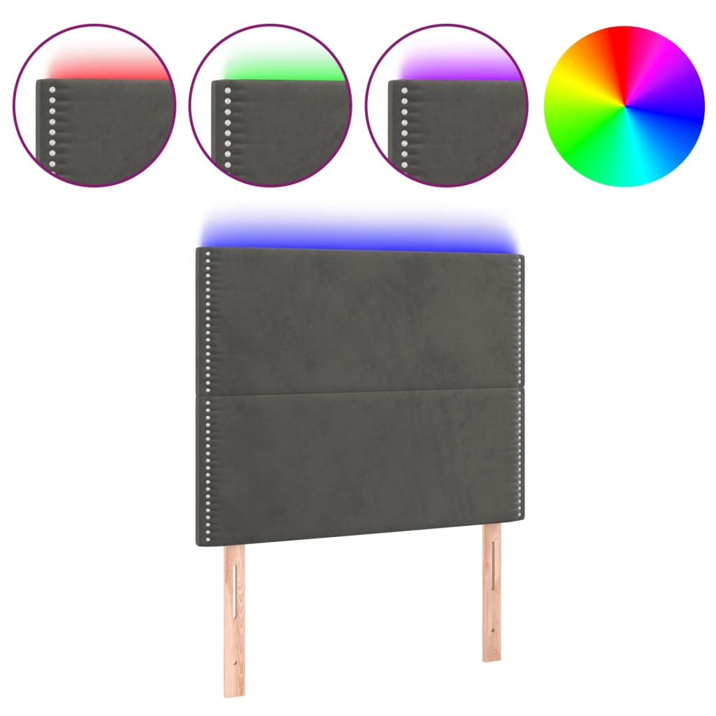Tête de lit à LED Gris foncé 80x5x118/128 cm Velours - XIOS