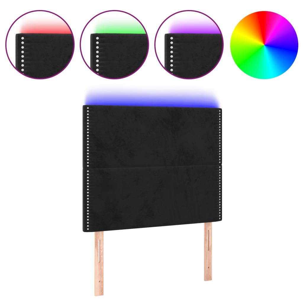 Tête de lit à LED Noir 80x5x118/128 cm Velours - XIOS