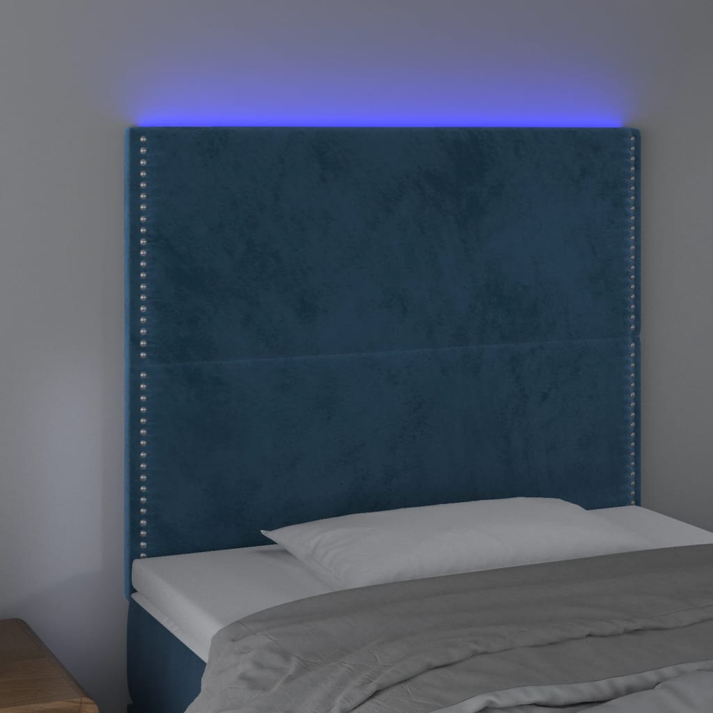 Tête de lit à LED Bleu foncé 80x5x118/128 cm Velours - XIOS