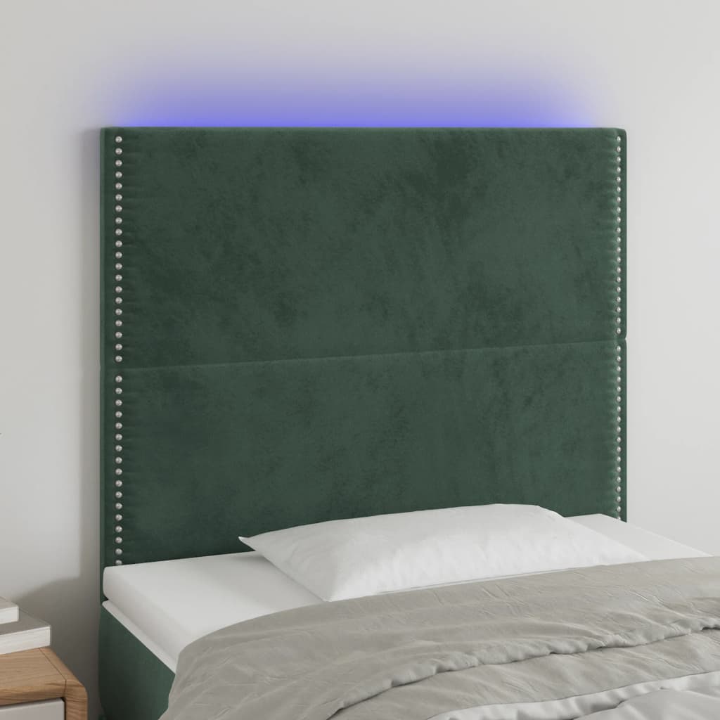 Tête de lit à LED Vert foncé 90x5x118/128 cm Velours - XIOS