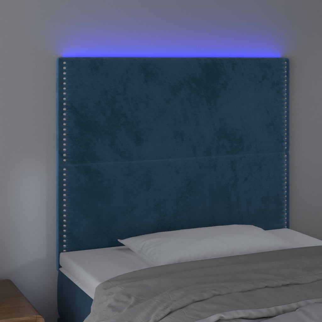 Tête de lit à LED Bleu foncé 90x5x118/128 cm Velours - XIOS