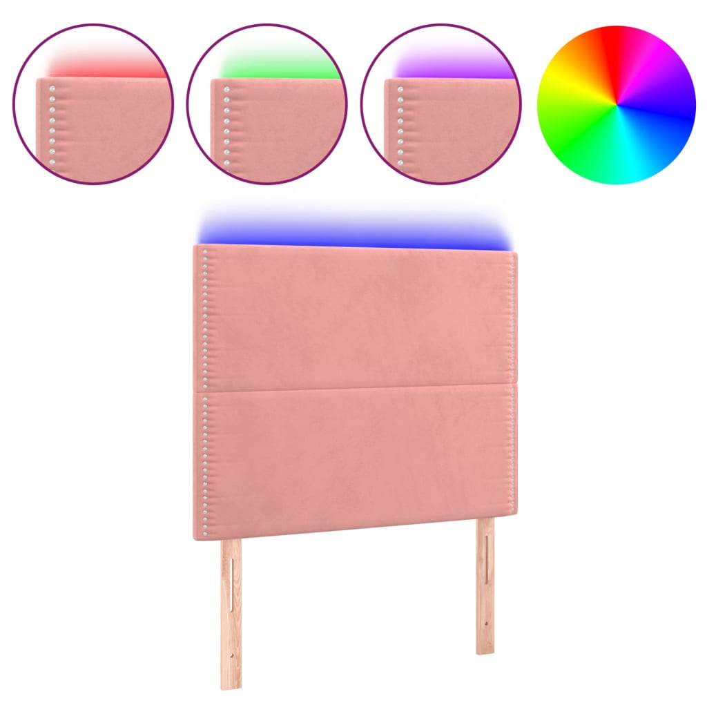 Tête de lit à LED Rose 90x5x118/128 cm Velours - XIOS