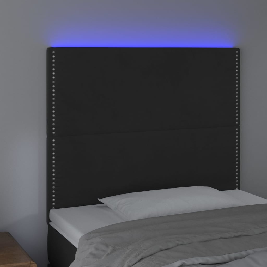 Tête de lit à LED Noir 100x5x118/128 cm Velours - XIOS