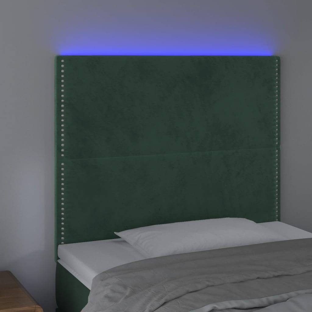 Tête de lit à LED Vert foncé 100x5x118/128 cm Velours - XIOS