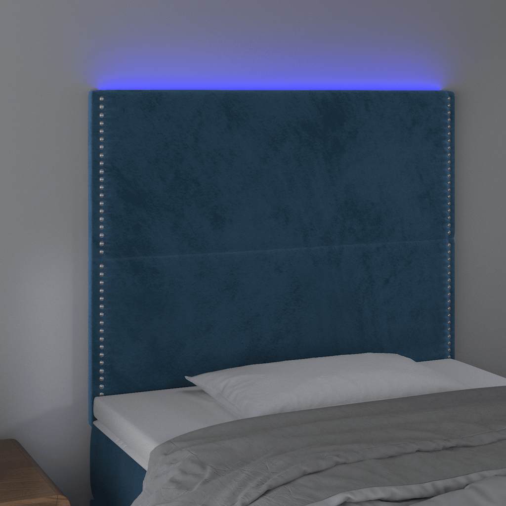 Tête de lit à LED Bleu foncé 100x5x118/128 cm Velours - XIOS
