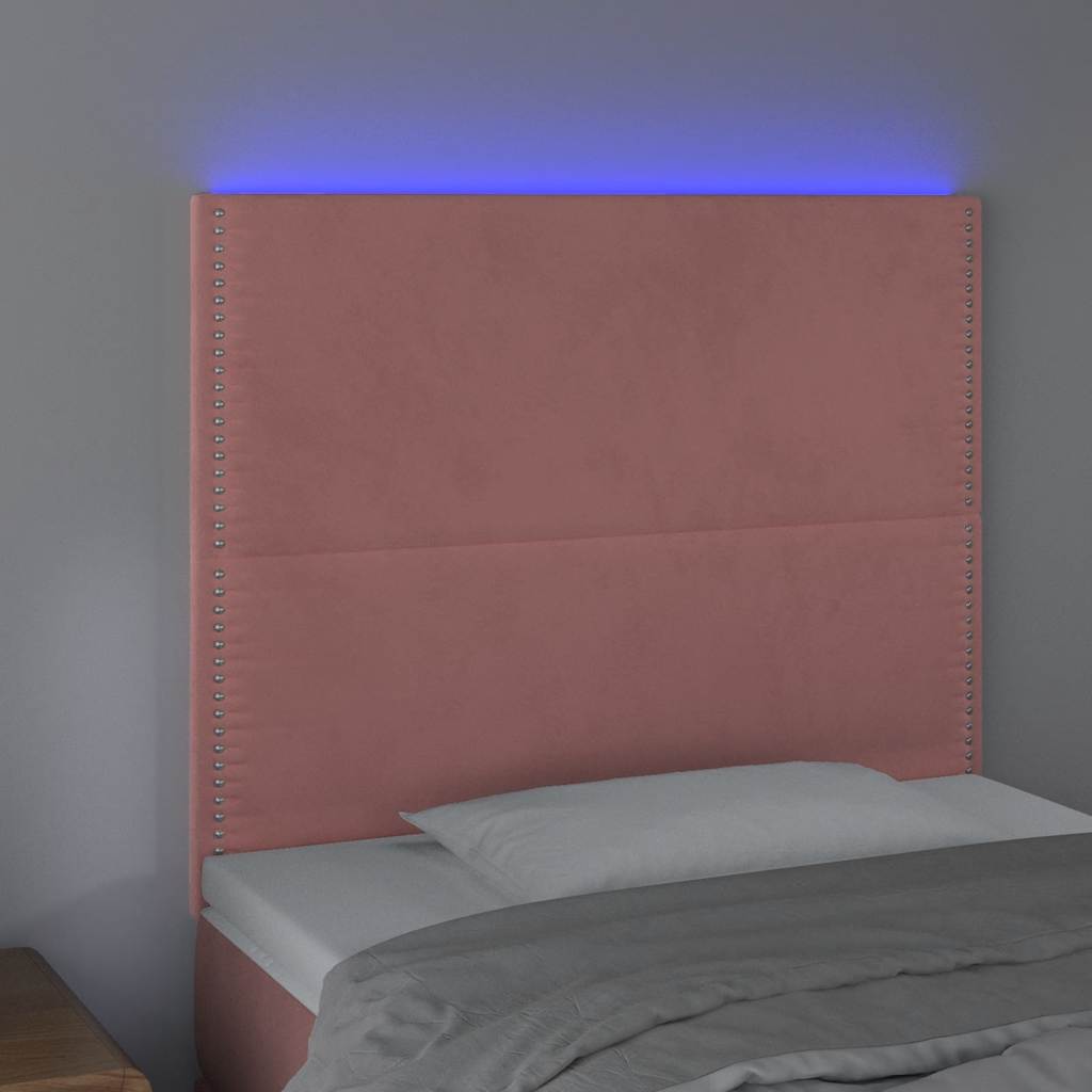 Tête de lit à LED Rose 100x5x118/128 cm Velours - XIOS