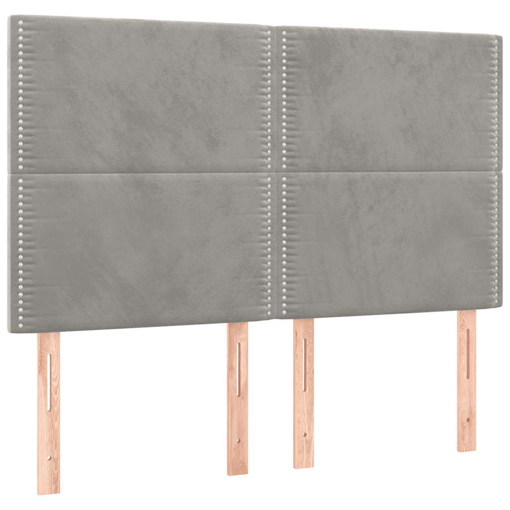 Tête de lit à LED Gris clair 144x5x118/128 cm Velours - XIOS