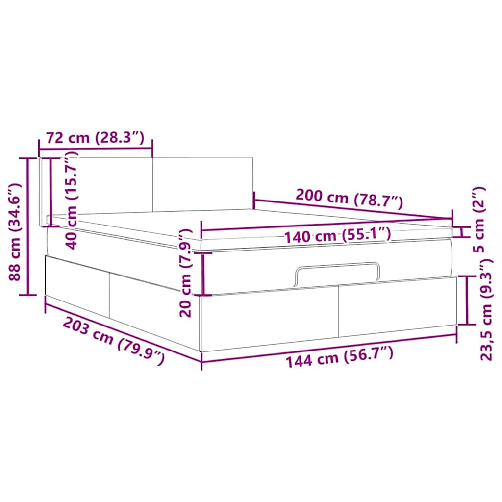 Tête de lit à LED Gris clair 144x5x118/128 cm Velours - XIOS