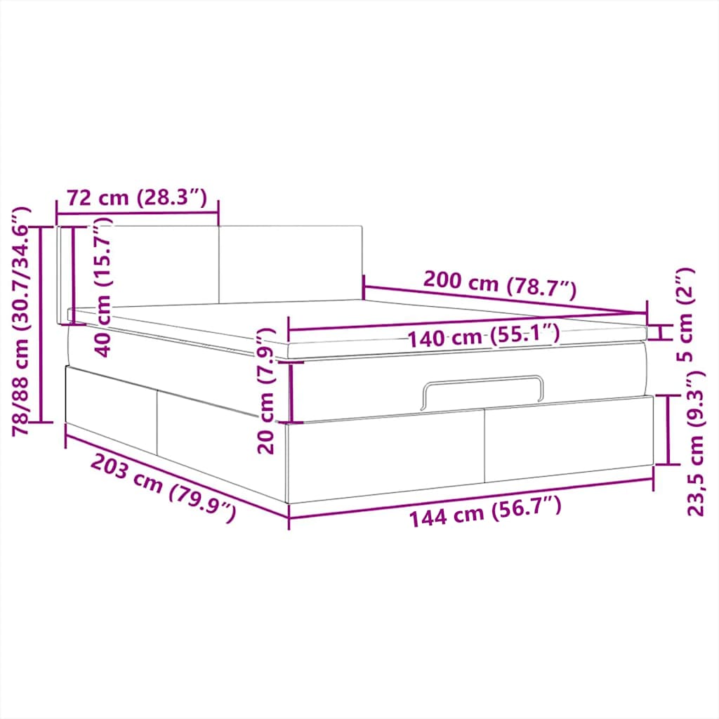 Tête de lit à LED Gris foncé 144x5x118/128 cm Velours - XIOS