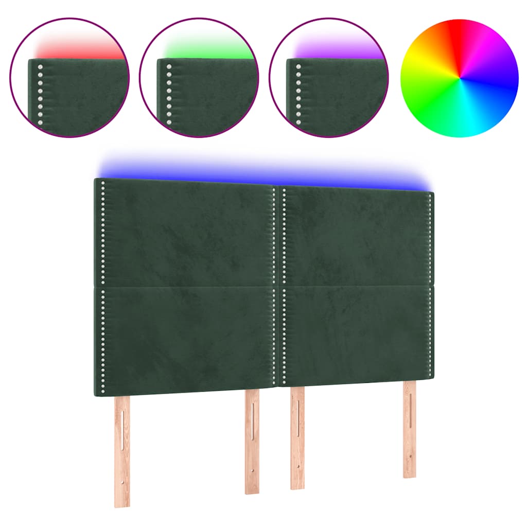 Tête de lit à LED Vert foncé 144x5x118/128 cm Velours - XIOS