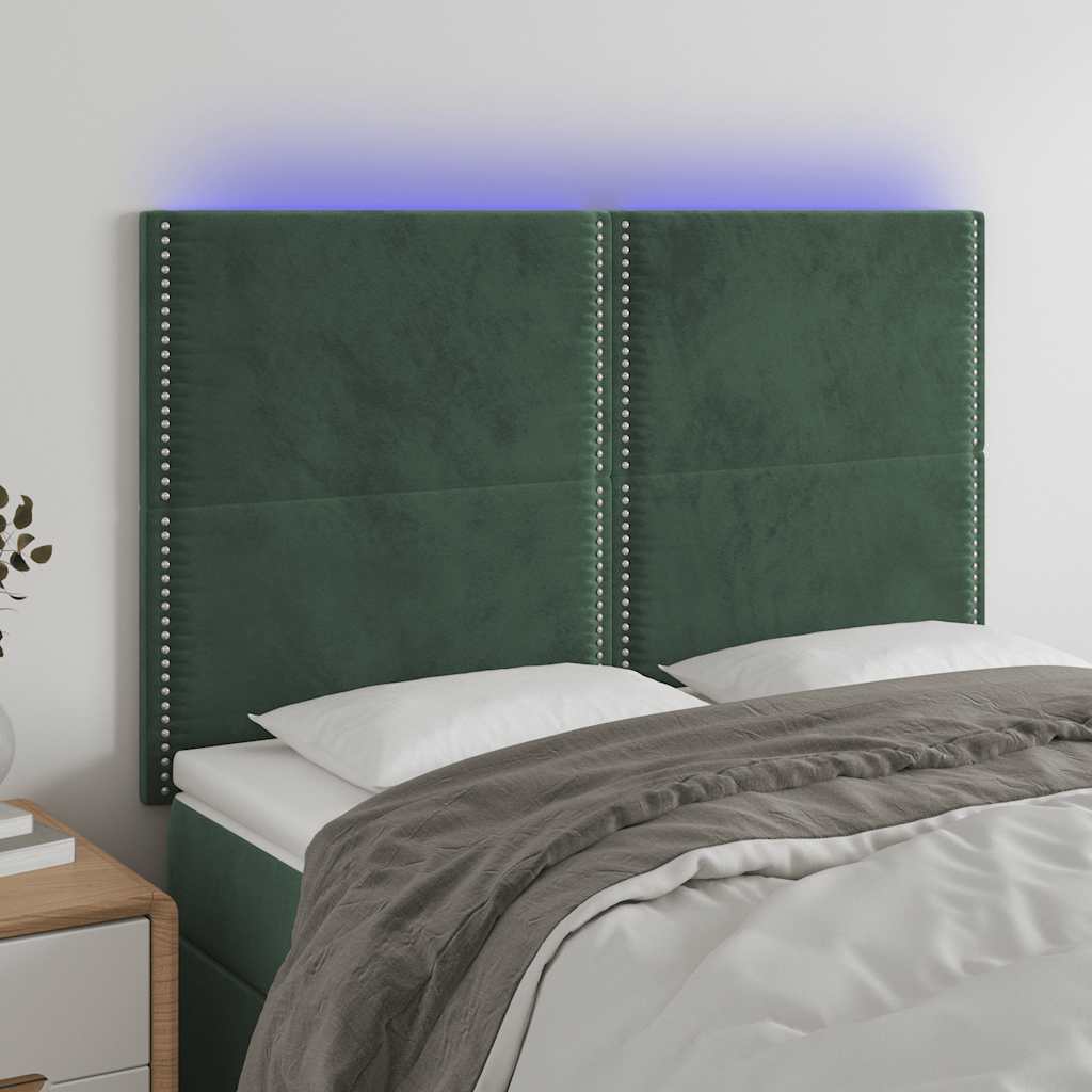 Tête de lit à LED Vert foncé 144x5x118/128 cm Velours - XIOS