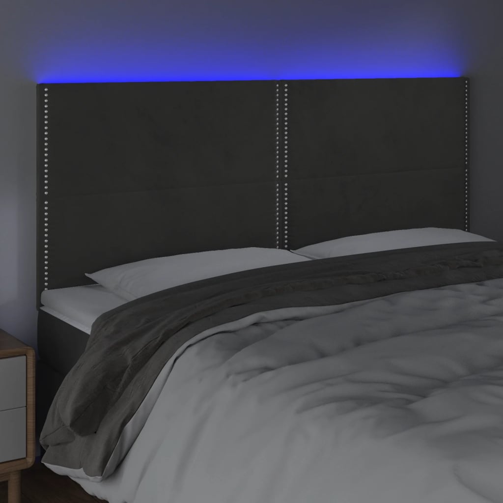 Tête de lit à LED Gris foncé 160x5x118/128 cm Velours - XIOS