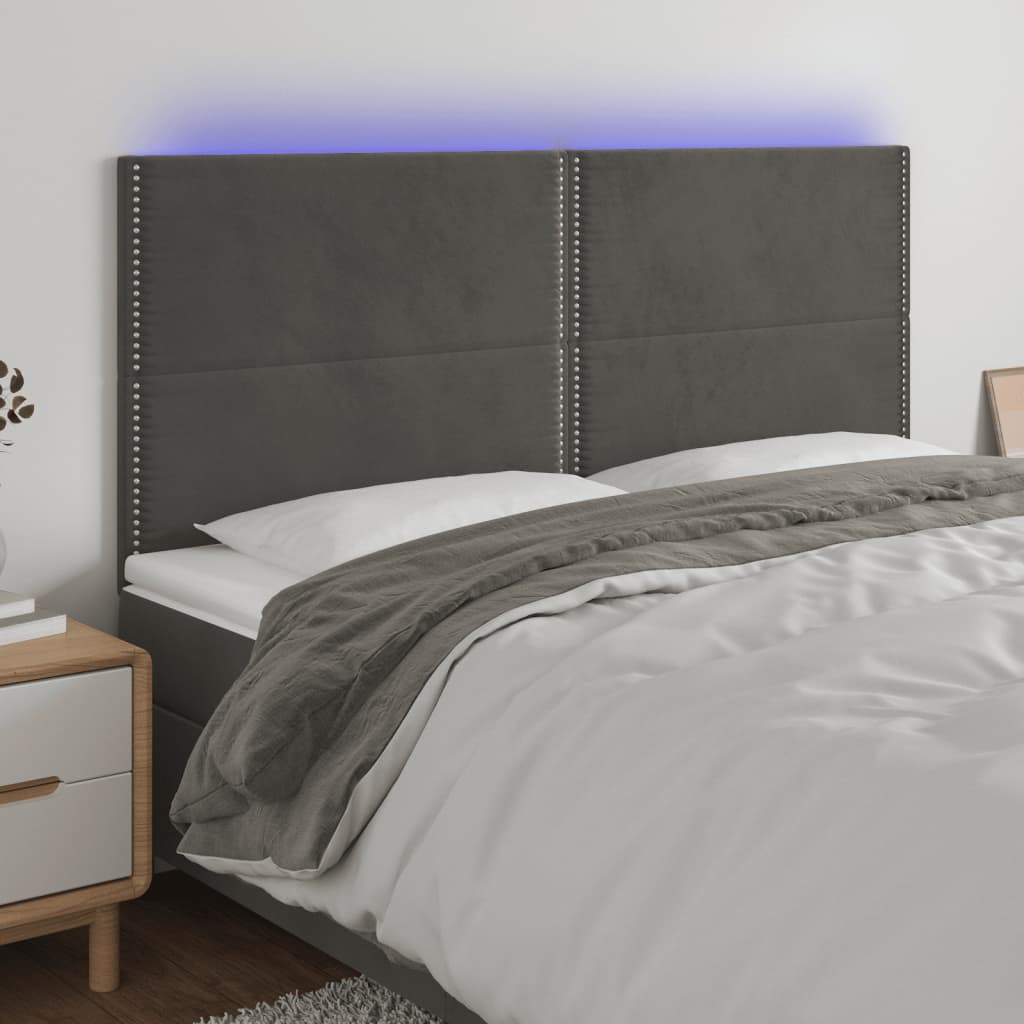 Tête de lit à LED Gris foncé 160x5x118/128 cm Velours - XIOS