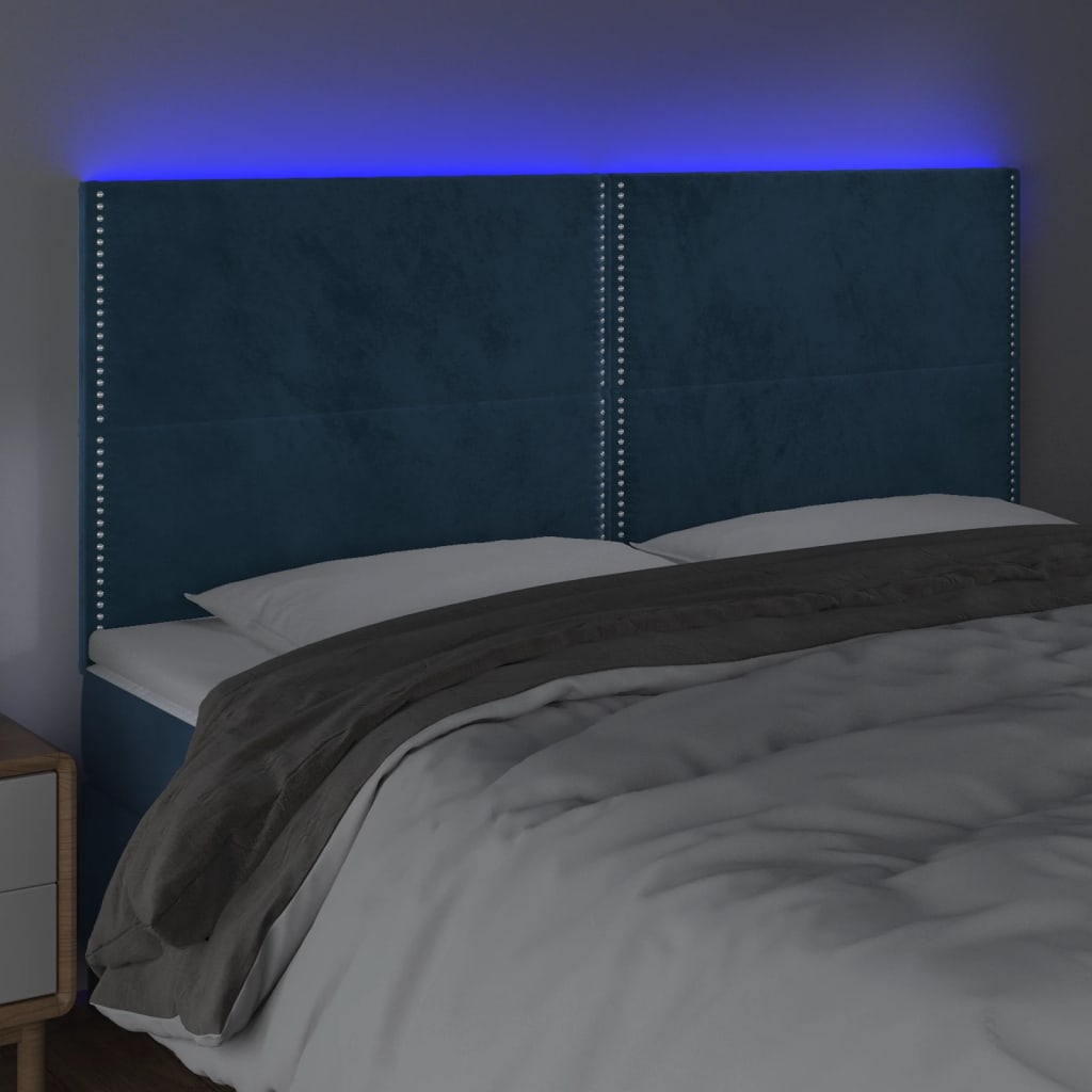 Tête de lit à LED Bleu foncé 160x5x118/128 cm Velours - XIOS