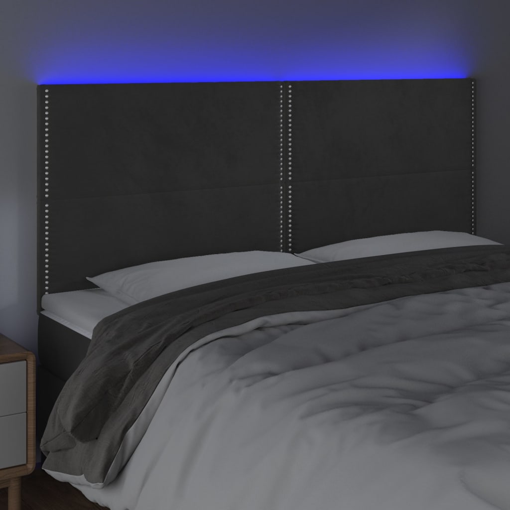 Tête de lit à LED Gris foncé 180x5x118/128 cm Velours - XIOS