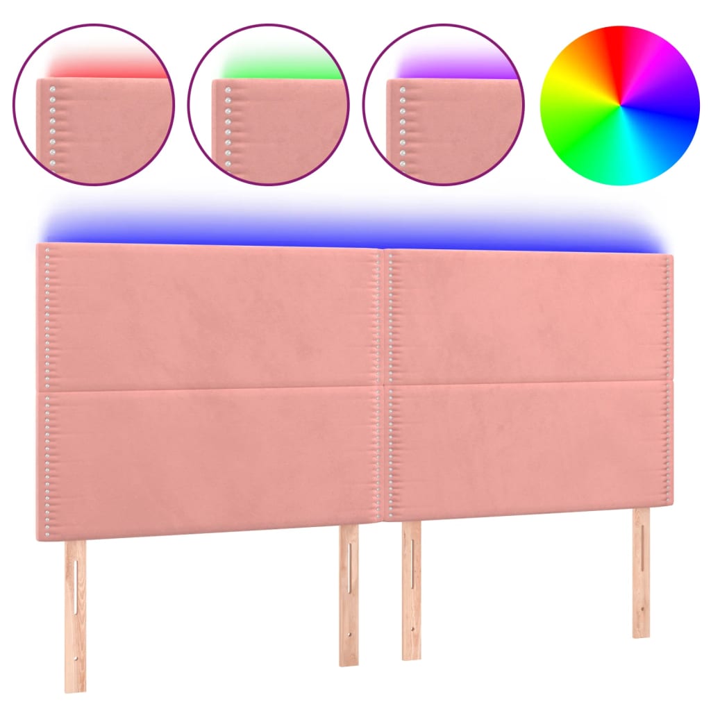 Tête de lit à LED Rose 180x5x118/128 cm Velours - XIOS