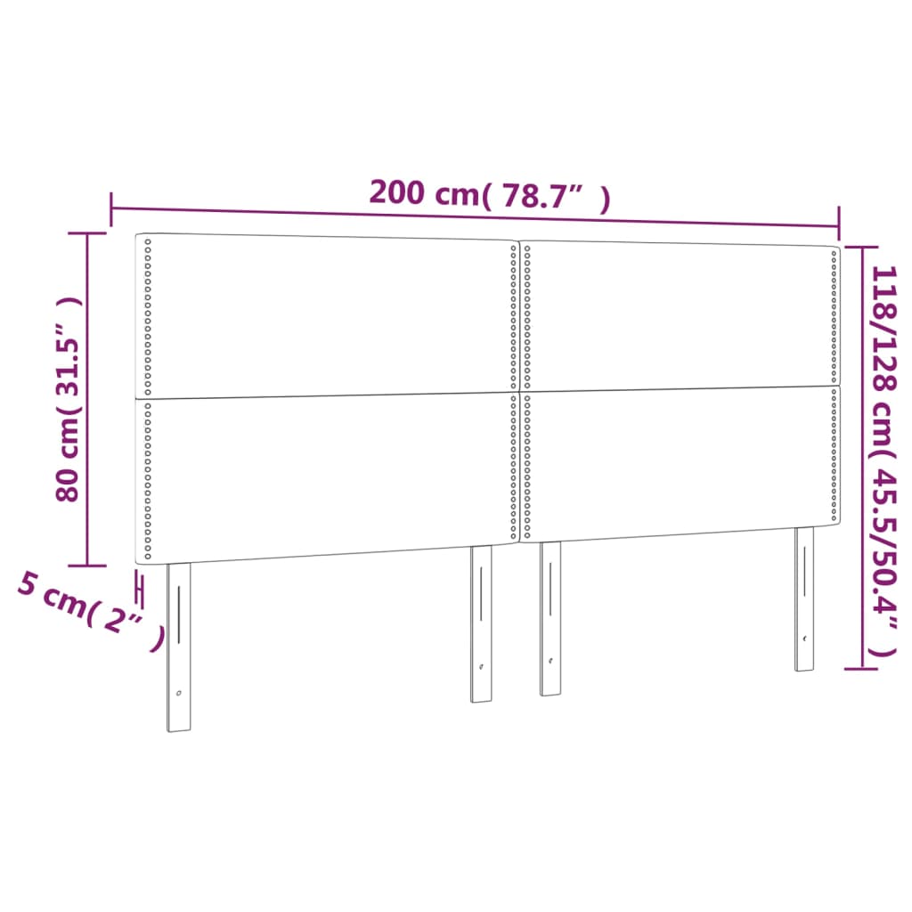 Tête de lit à LED Gris clair 200x5x118/128 cm Velours - XIOS
