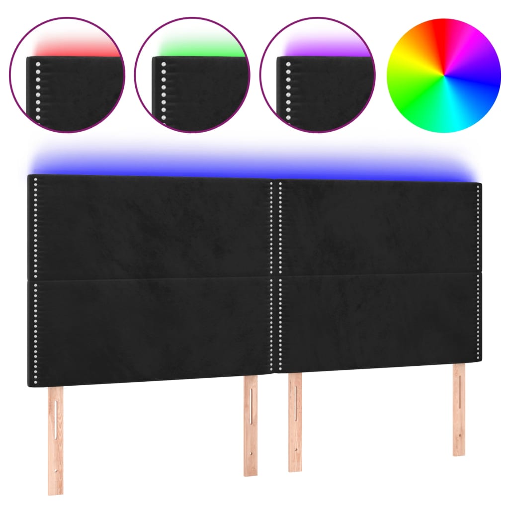 Tête de lit à LED Noir 200x5x118/128 cm Velours - XIOS