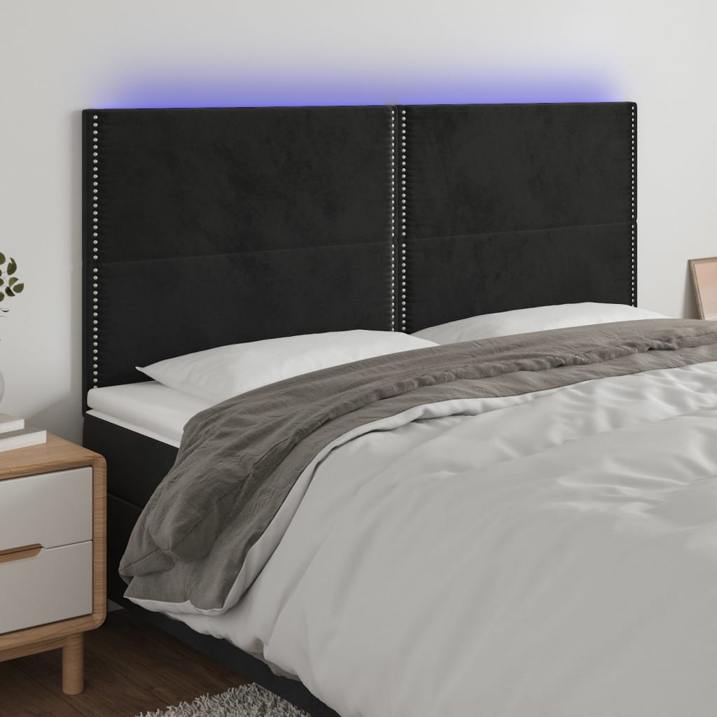 Tête de lit à LED Noir 200x5x118/128 cm Velours - XIOS