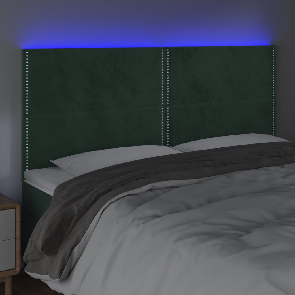 Tête de lit à LED Vert foncé 200x5x118/128 cm Velours - XIOS