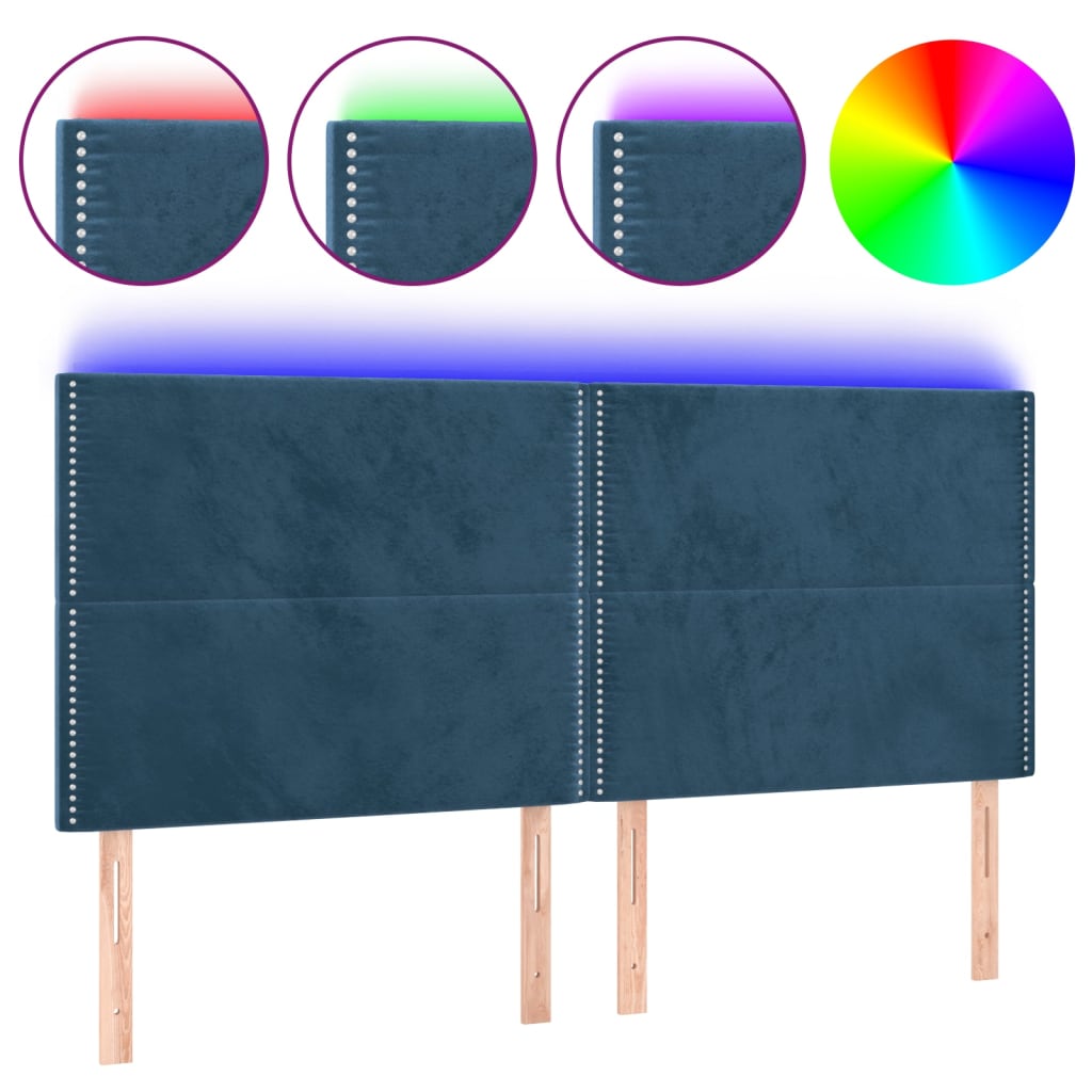 Tête de lit à LED Bleu foncé 200x5x118/128 cm Velours - XIOS